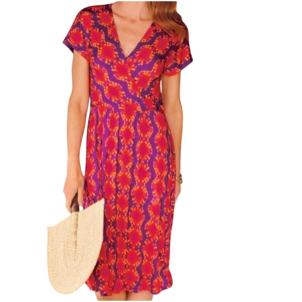 Soft Surroundings Dress Effortless Kaveri Faux Wrap Front Tie Dye Women’s sz XS